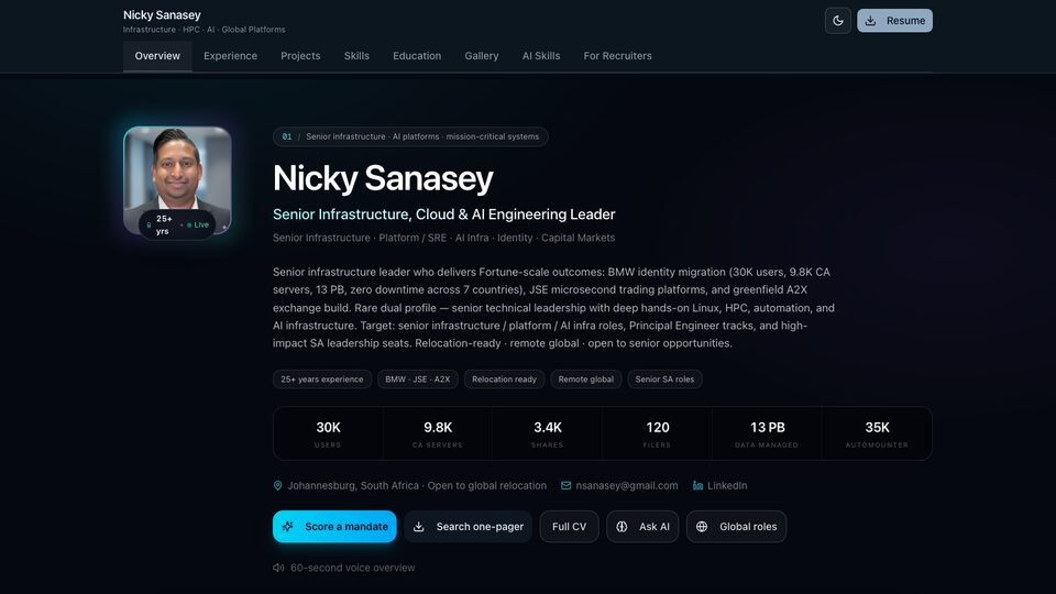 Engineering CV / Jarvis screenshot