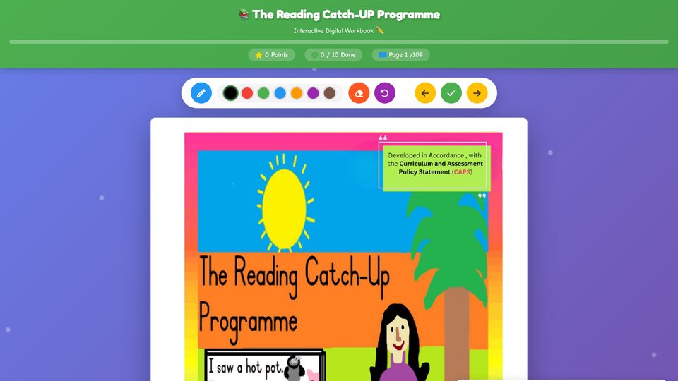 Reading Catch-UP workbook screenshot